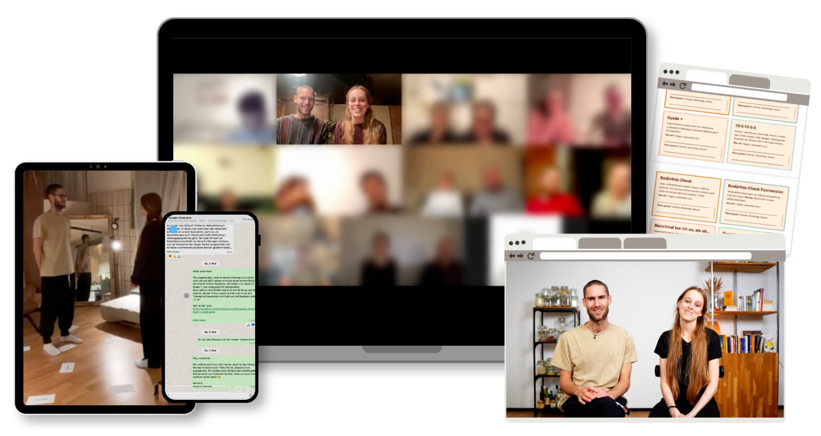 Einblick ins Paarkurs-Paket: Live-Calls, Videos, Übungen, Arbeitsblätter und Community